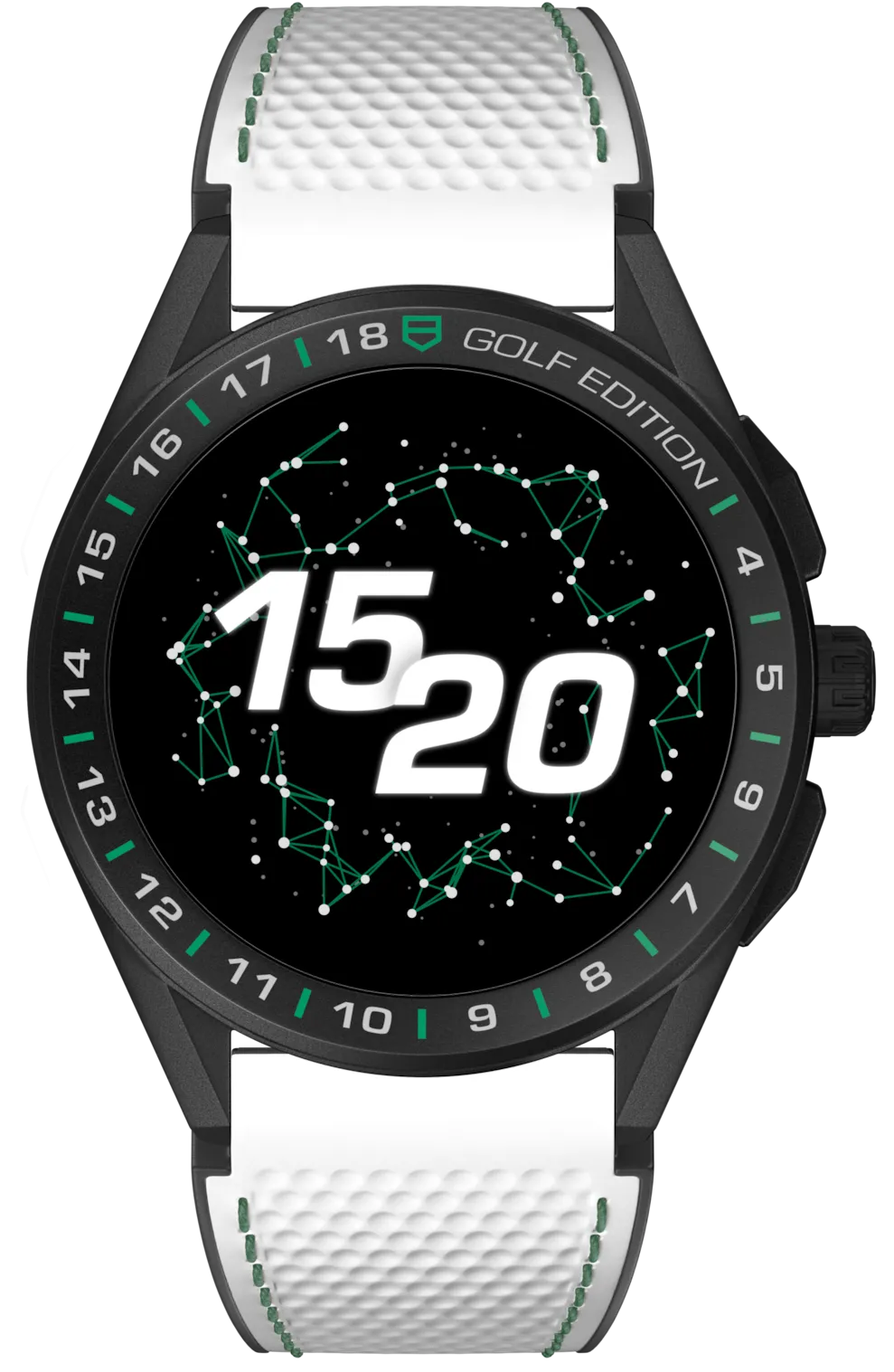 TH Watch Connected 45 Titanium White Green Rubber Golf Edition D