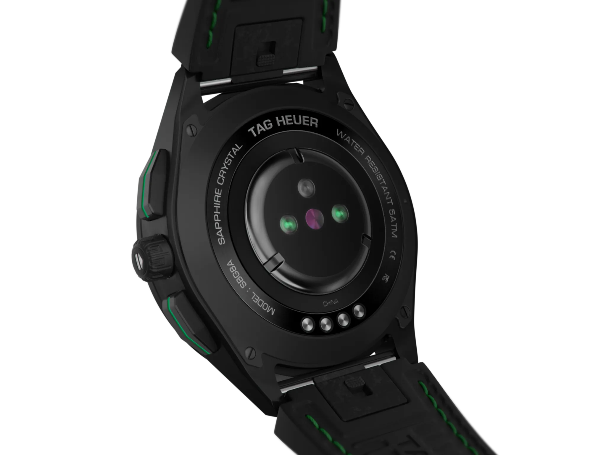 TH Watch Connected 45 Titanium White Green Rubber Golf Edition D
