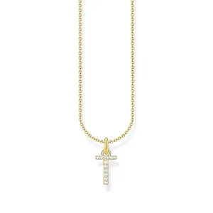 THOMAS SABO Necklace with letter pendant T and white zirconia - gold