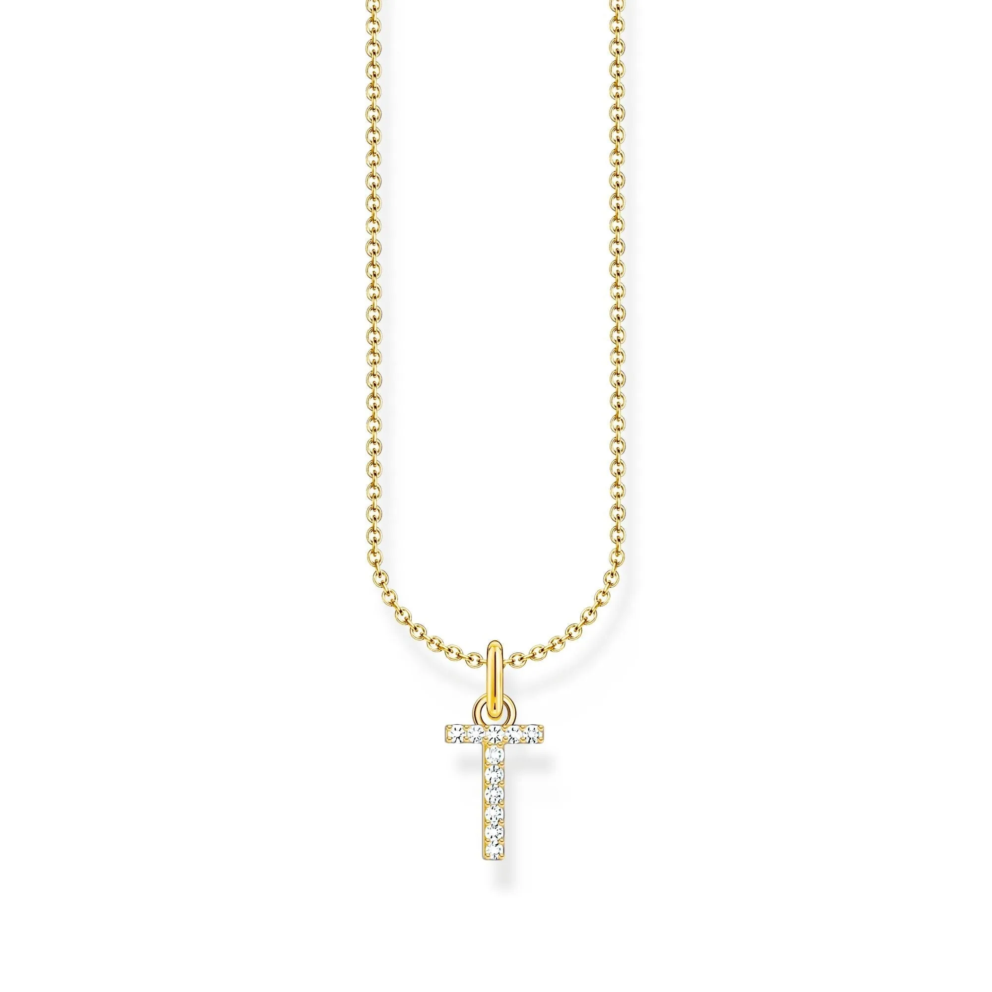 THOMAS SABO Necklace with letter pendant T and white zirconia - gold