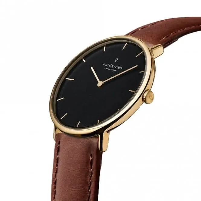 Unisex Native Leather Gold 36mm Watch NR36GOLEBRBL