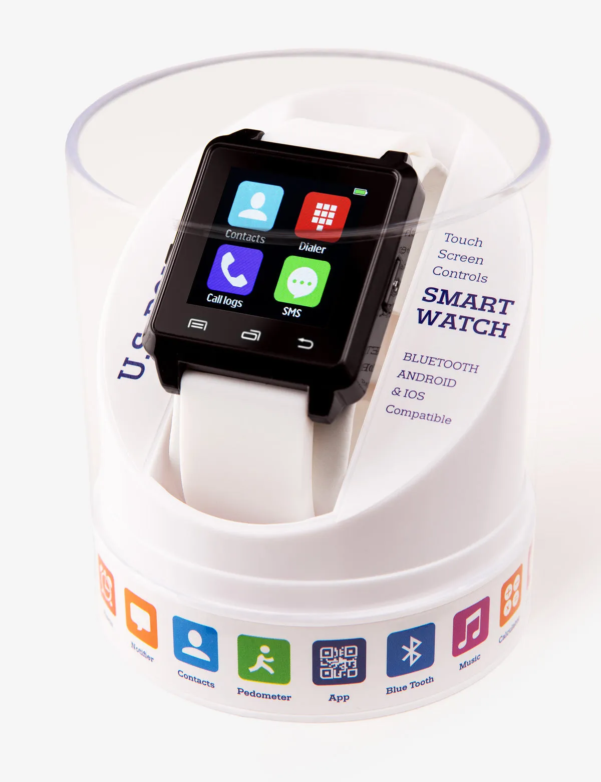 USPA WHITE SQUARE RUBBER STRAP SMART WATCH