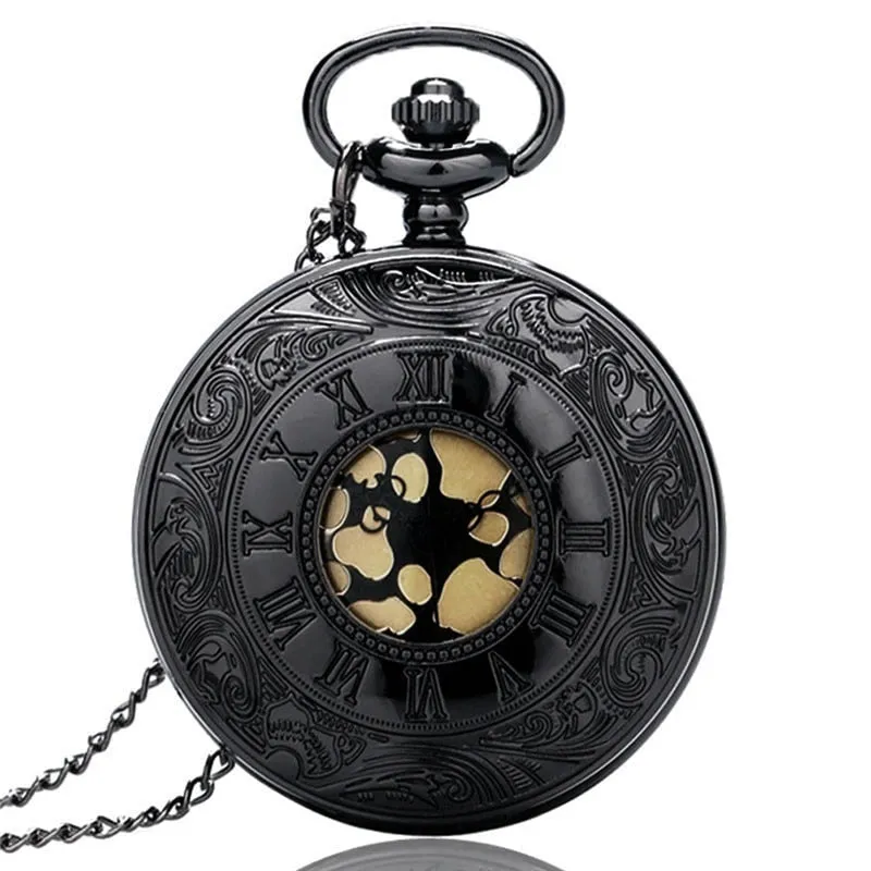 Vintage Charm Black Unisex Fashion Roman Number Quartz