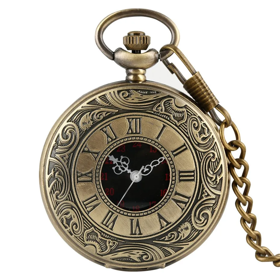 Vintage Charm Black Unisex Fashion Roman Number Quartz