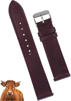 Vintage Flat Leather Watch Band Quick Release Thin Leather Strap For Men Women Handmade Extra Soft Slim Watch Wrist Band Elegant Replacement Strap 18mm 19mm 20mm 21mm 22mm