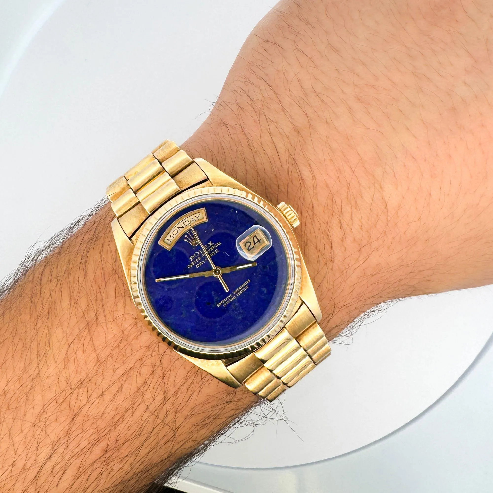 Vintage Rolex Day-Date Lapis Lazuli 18K Yellow Gold 36mm Watch