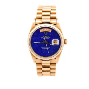 Vintage Rolex Day-Date Lapis Lazuli 18K Yellow Gold 36mm Watch