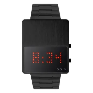 Void Unisex Digital Red LED Stainless Watch - Black Bracelet - Black Dial - V01LED- BL/MB