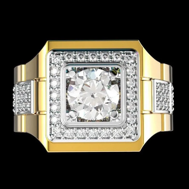 Watch Men Fashion Gold Plated Two-Tone Diamond