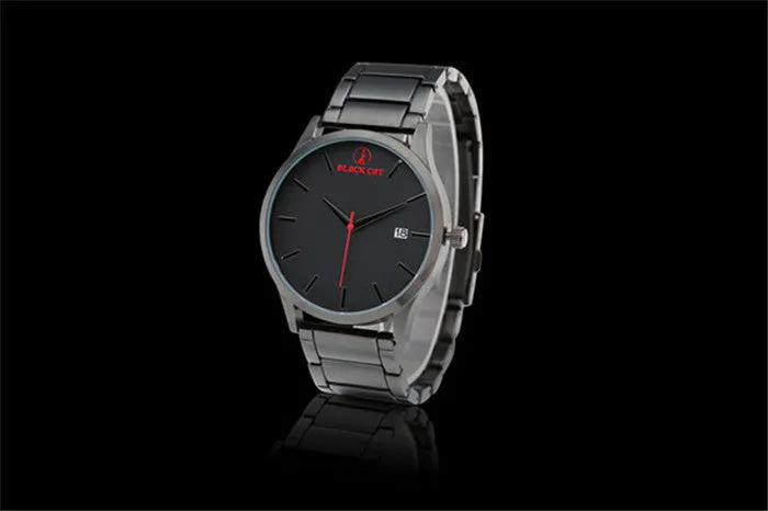 Watches Men Relogio Feminino Hot Man Watch Blackcat Stainless Steel Fashion Quartz Wristwatches Auto Calendar 50m Waterproof