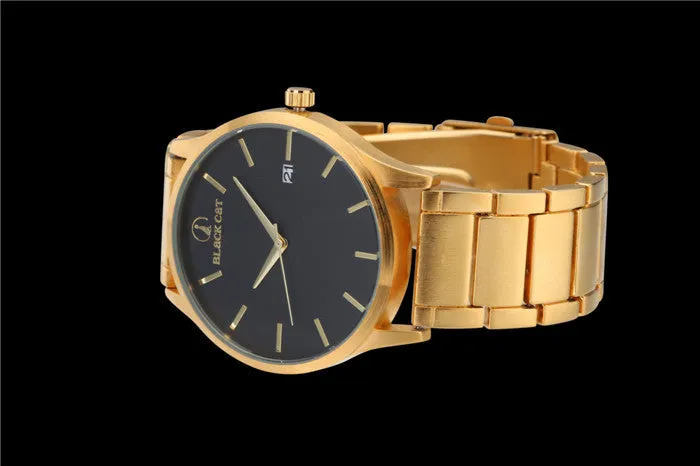 Watches Men Relogio Feminino Hot Man Watch Blackcat Stainless Steel Fashion Quartz Wristwatches Auto Calendar 50m Waterproof