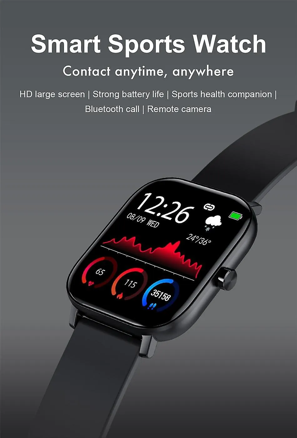 Watches smart watch wristband men women sport clock heart rate monitor sleep monitor bluetooth 1.5 Inches