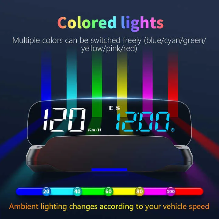 Wiyii hud مرآة عرض C7 gps شعبية عداد السرعة . Wiyii hud mirror display C7 gps popular speedometer hud