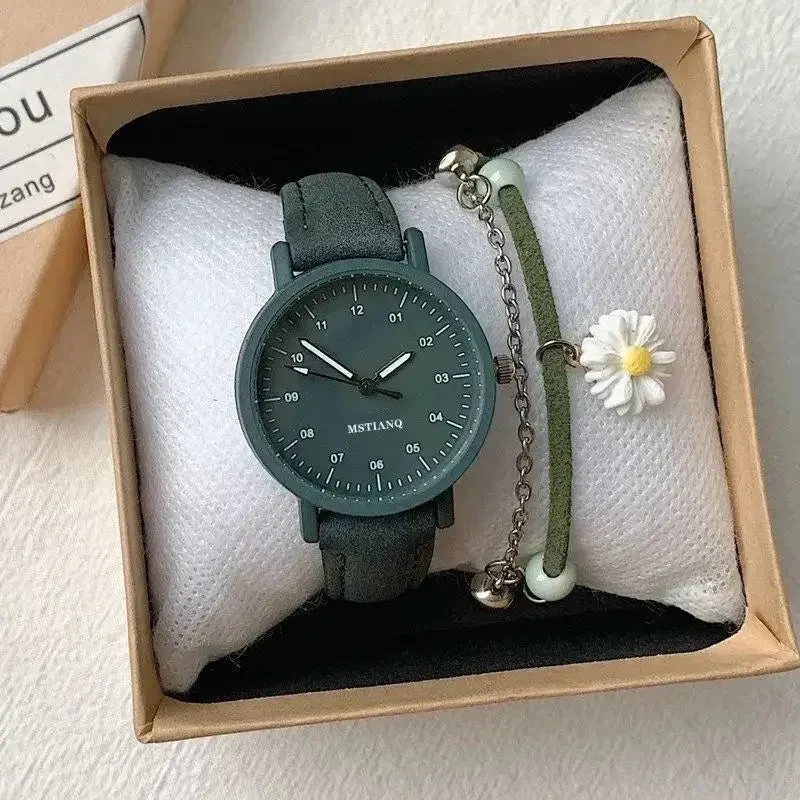 Women Watch PU Leather Strap Waterproof Retro Quartz Wristwatch