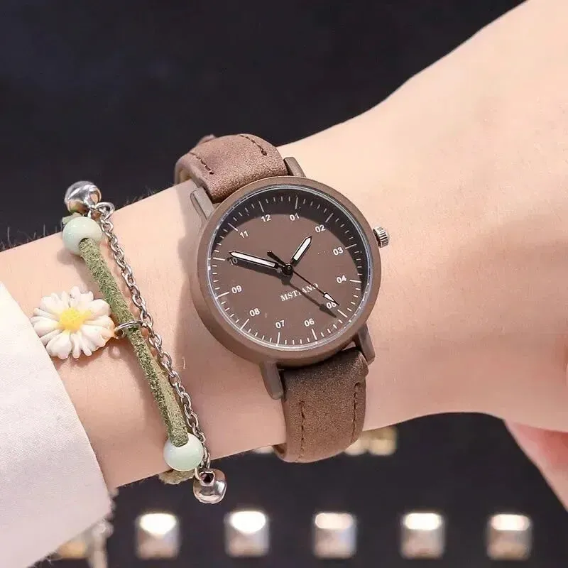 Women Watch PU Leather Strap Waterproof Retro Quartz Wristwatch
