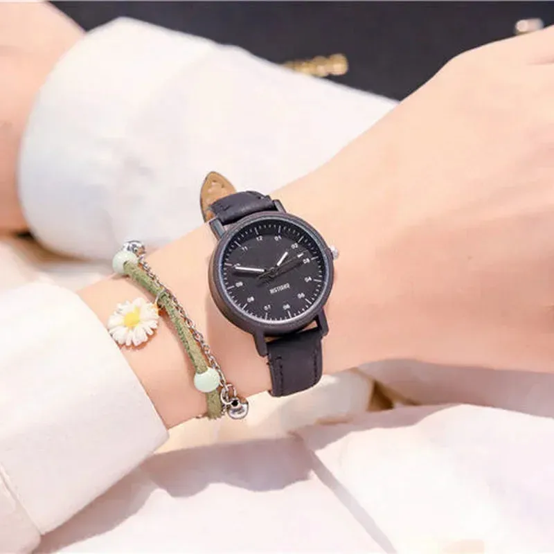 Women Watch PU Leather Strap Waterproof Retro Quartz Wristwatch