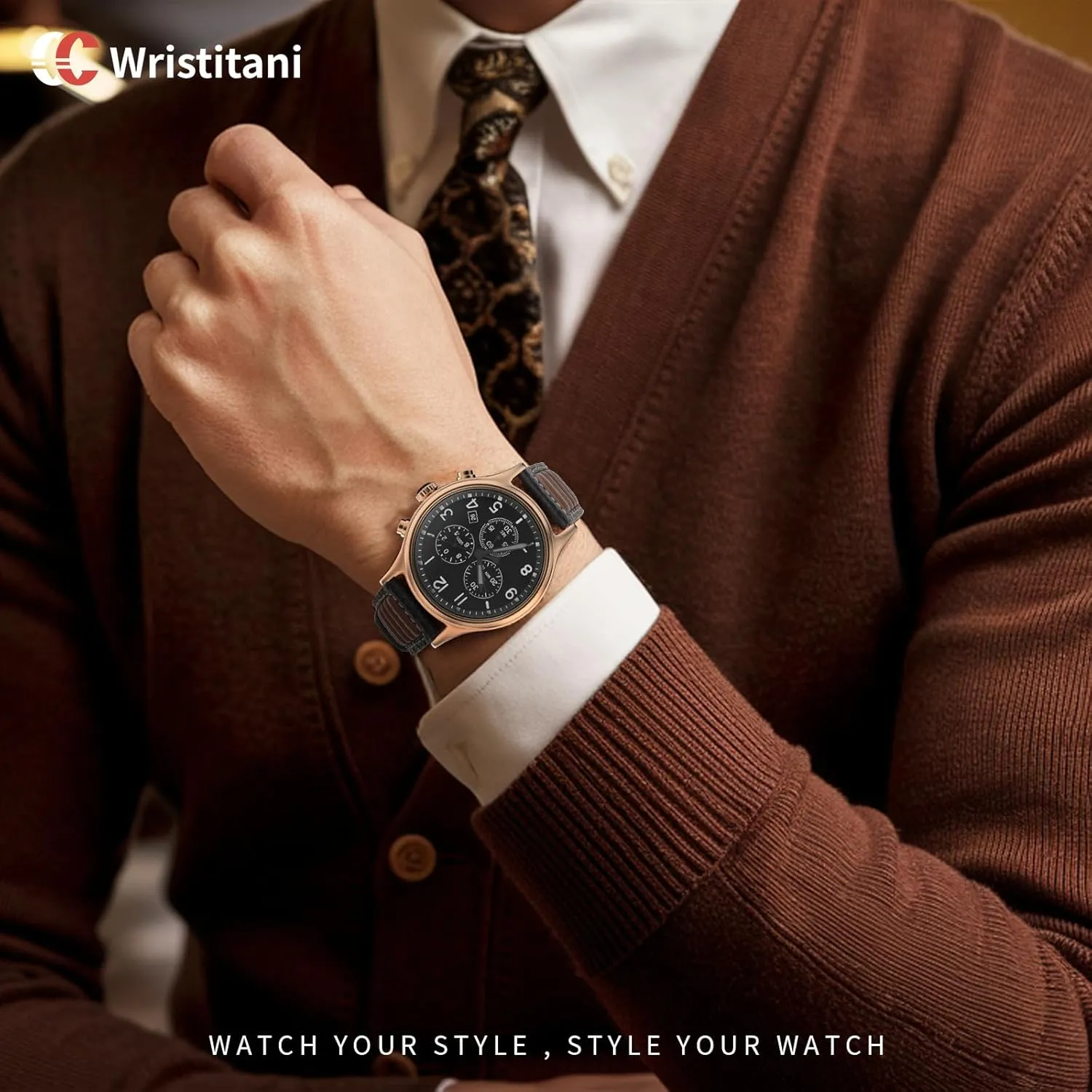 Wristitani Leather Watch Band for Men, 20mm 22mm Top Genuine Leather Watch Strap - Quick Release Leather Watch Band Vintage Wristband fit for Classic Quartz Mechanical Smartwatches