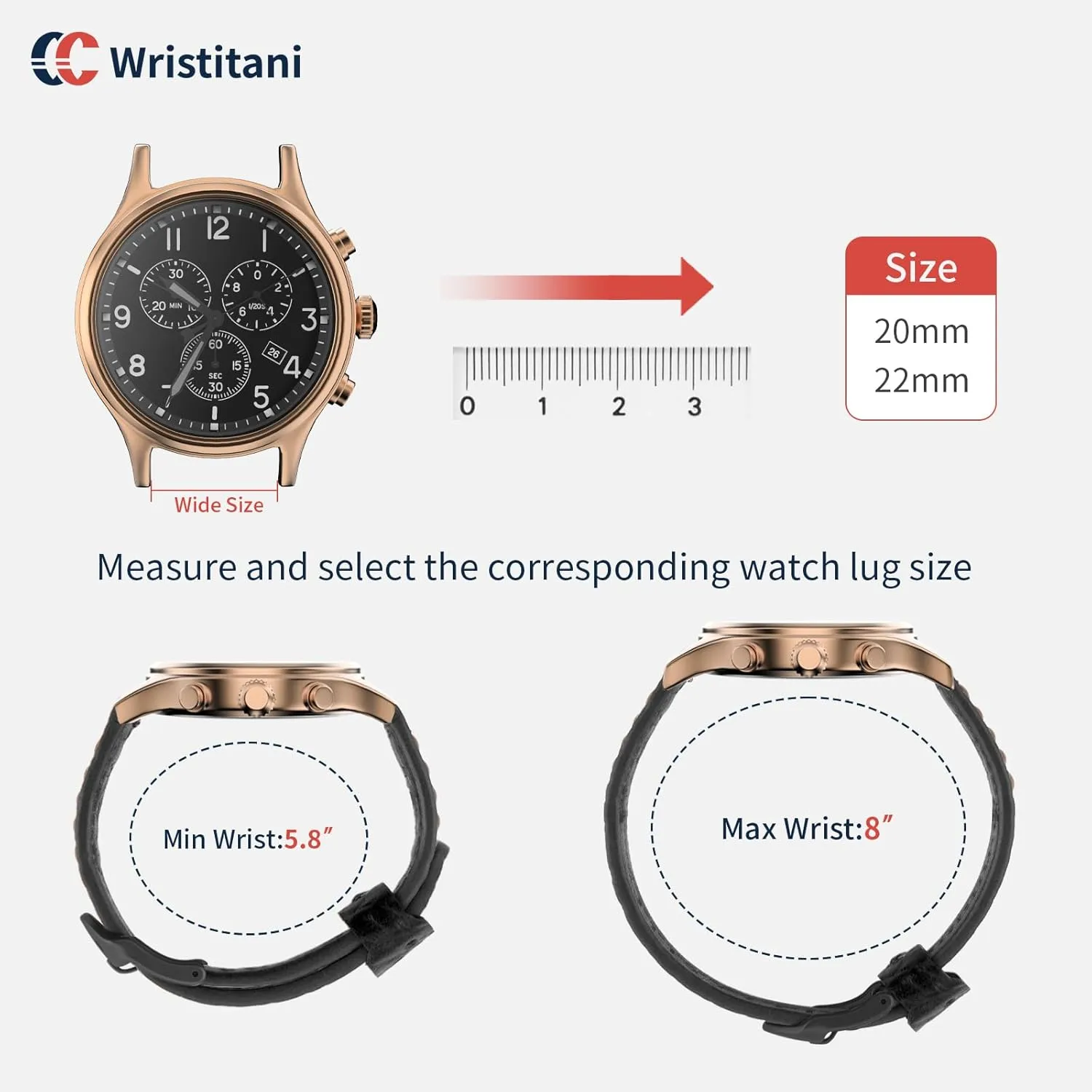 Wristitani Leather Watch Band for Men, 20mm 22mm Top Genuine Leather Watch Strap - Quick Release Leather Watch Band Vintage Wristband fit for Classic Quartz Mechanical Smartwatches