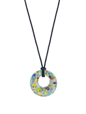 Zero Waste disc blue cord necklace